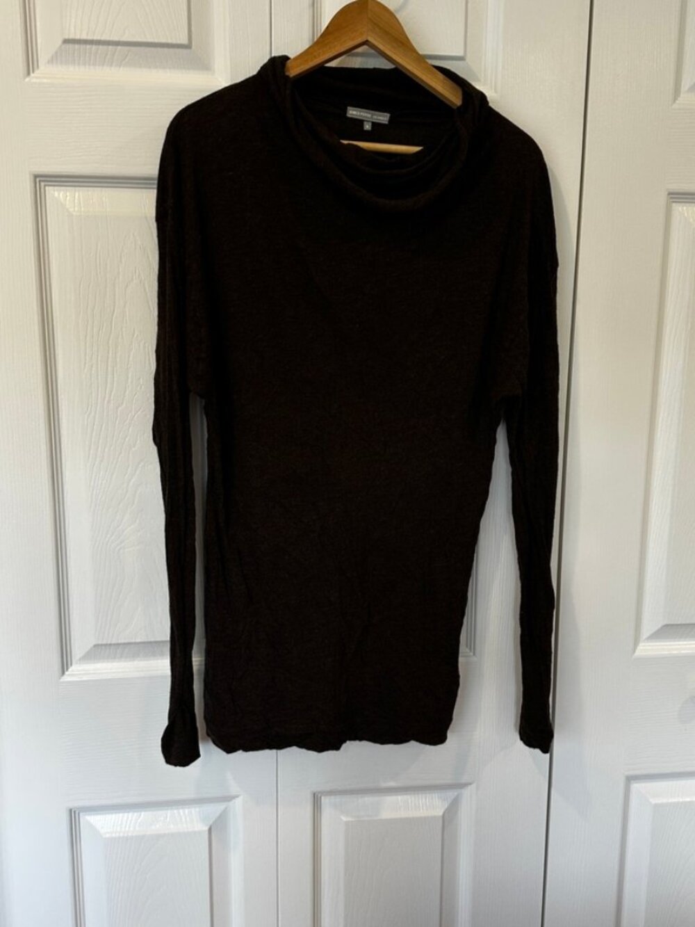 James Perse Wool Blend Long Sleeve Top Brown Size 4 Made in USA